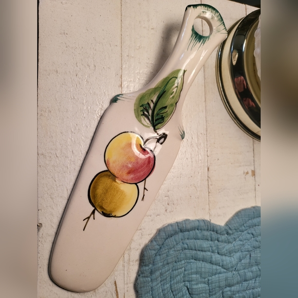 Vtg Deruta 9" Handpainted Fruit Ceramic Pie & Cake Server Italy - Picture 6 of 6